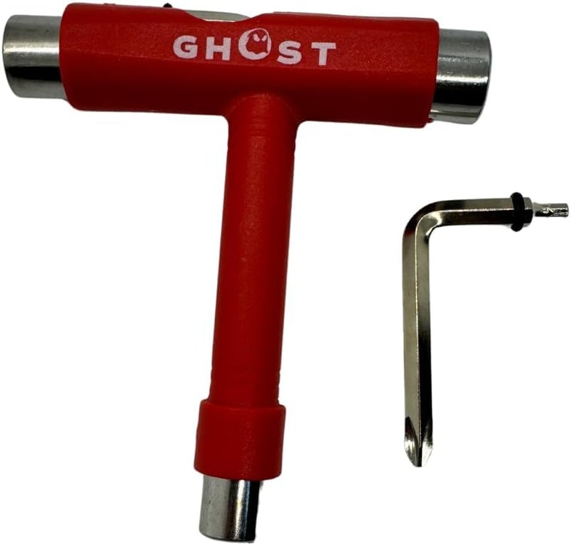 GHOST BOARDS Skate Tool All-In-One - Multi-Function Roller Skate Tool With T-Handle, Allen Key & Screwdriver for Easy Adjustments - Skate Key Fits Any Pocket- Skates Tools You’ll Always Carry - Red - Image 1